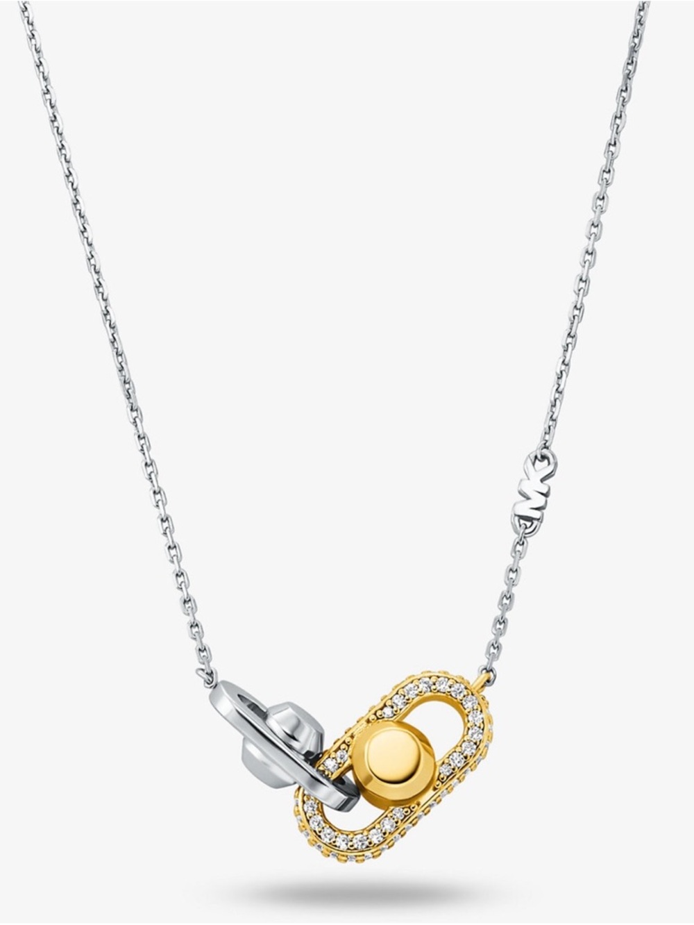 Michael Kors Astor Link Precious Metal-Plated Tone Sterling Silver Pavé Necklace